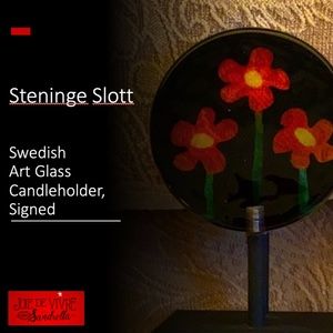 Steninge Slott Signed Art Glass Candleholder